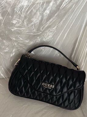 Guess Valla faux leather quilted tote bag in black